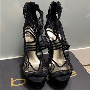 Bebe Black Lace Heels